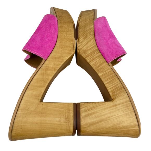 Steve Madden Neon Pink Block Heels Slides Sandals 9 Platform y2k - Picture 5 of 10